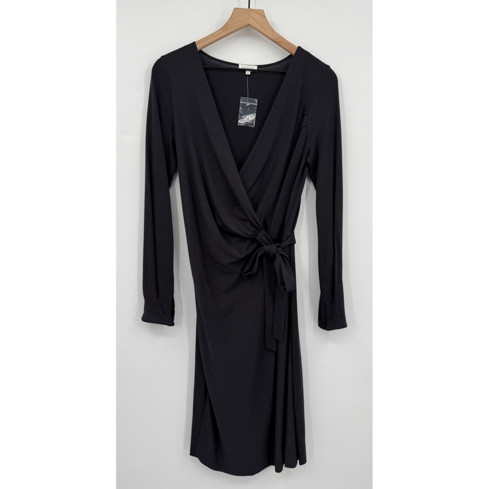 Sundance Dress‎ Womens Small Black Long Sleeve Wrap Modal Cotton NEW